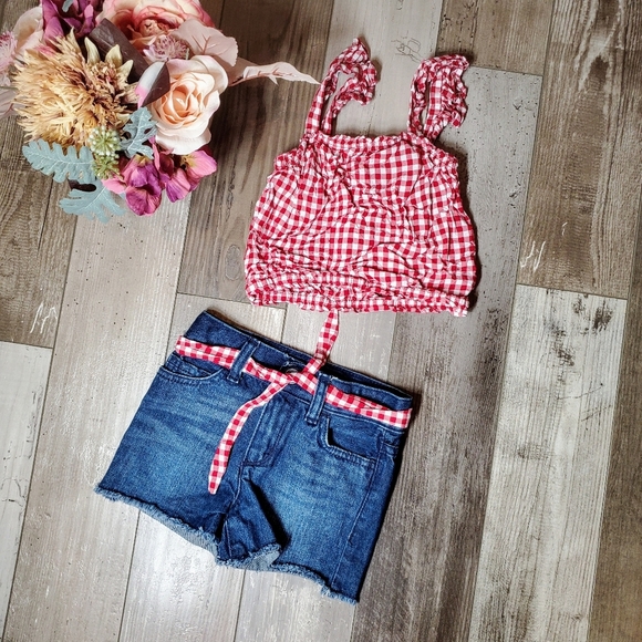 The Children's Place Girls Size 4/5 2 Pc Matching Outfit EUC Blue Red - Picture 15 of 15